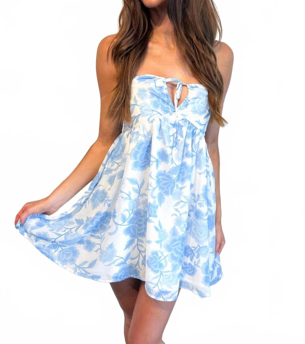 NEW SKY TO MOON floral flirt mini dress in blue